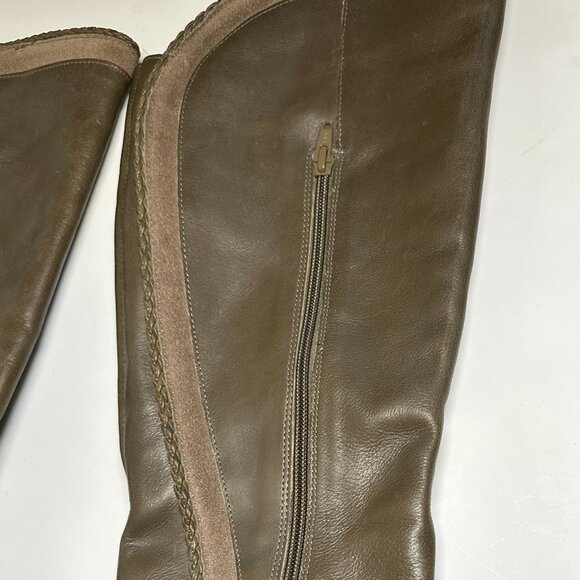 Naughty Monkey Knee High Leather Riding Boot in Olive w/ side zipper size 8.5 - Picture 3 of 14